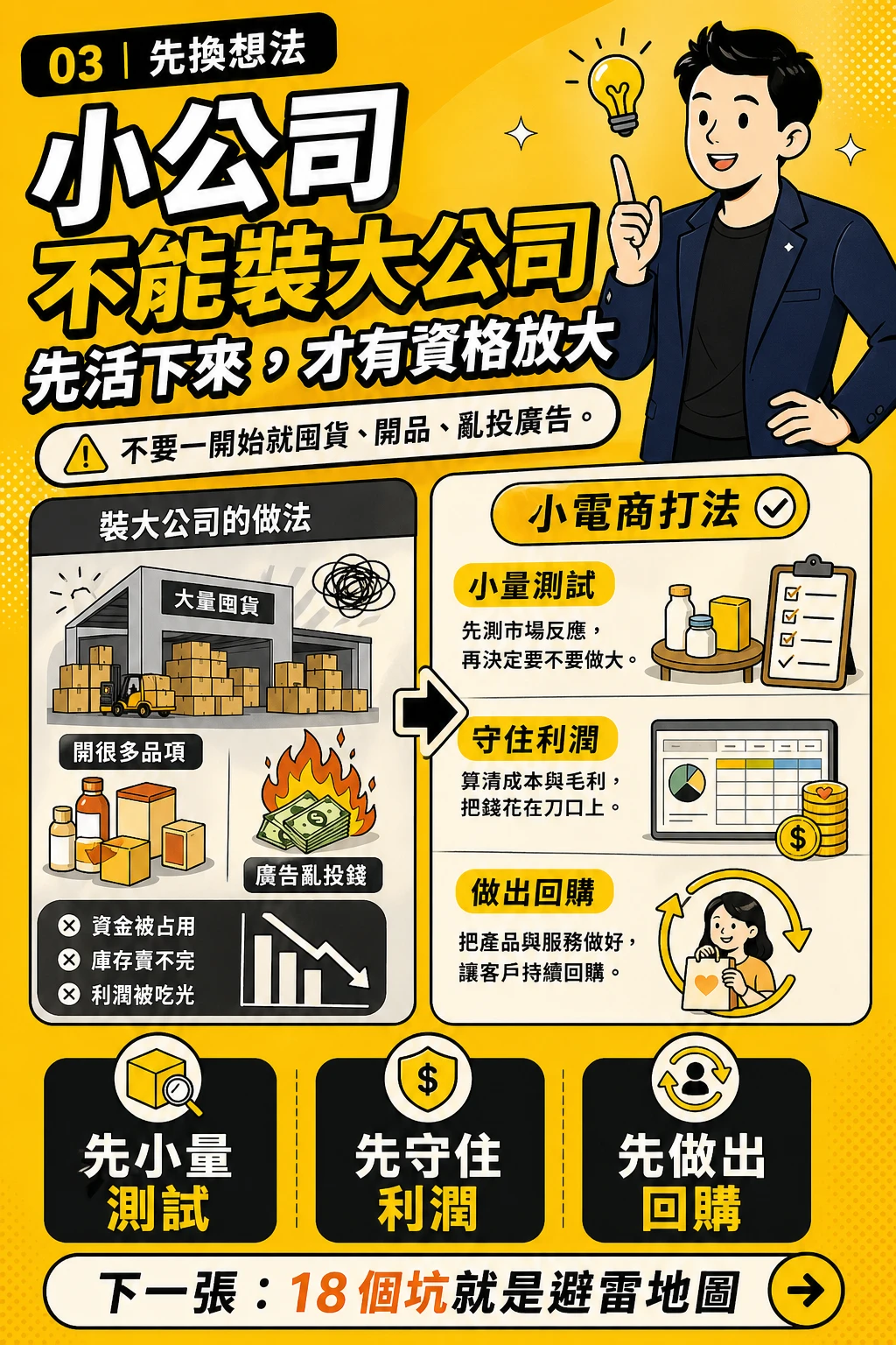 小公司不能裝大公司，先活下來才有資格放大