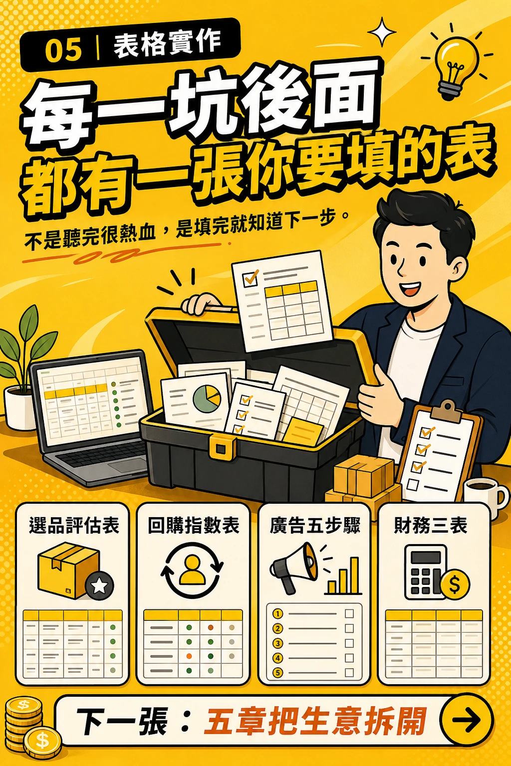 每一坑後面都有一張你要填的表